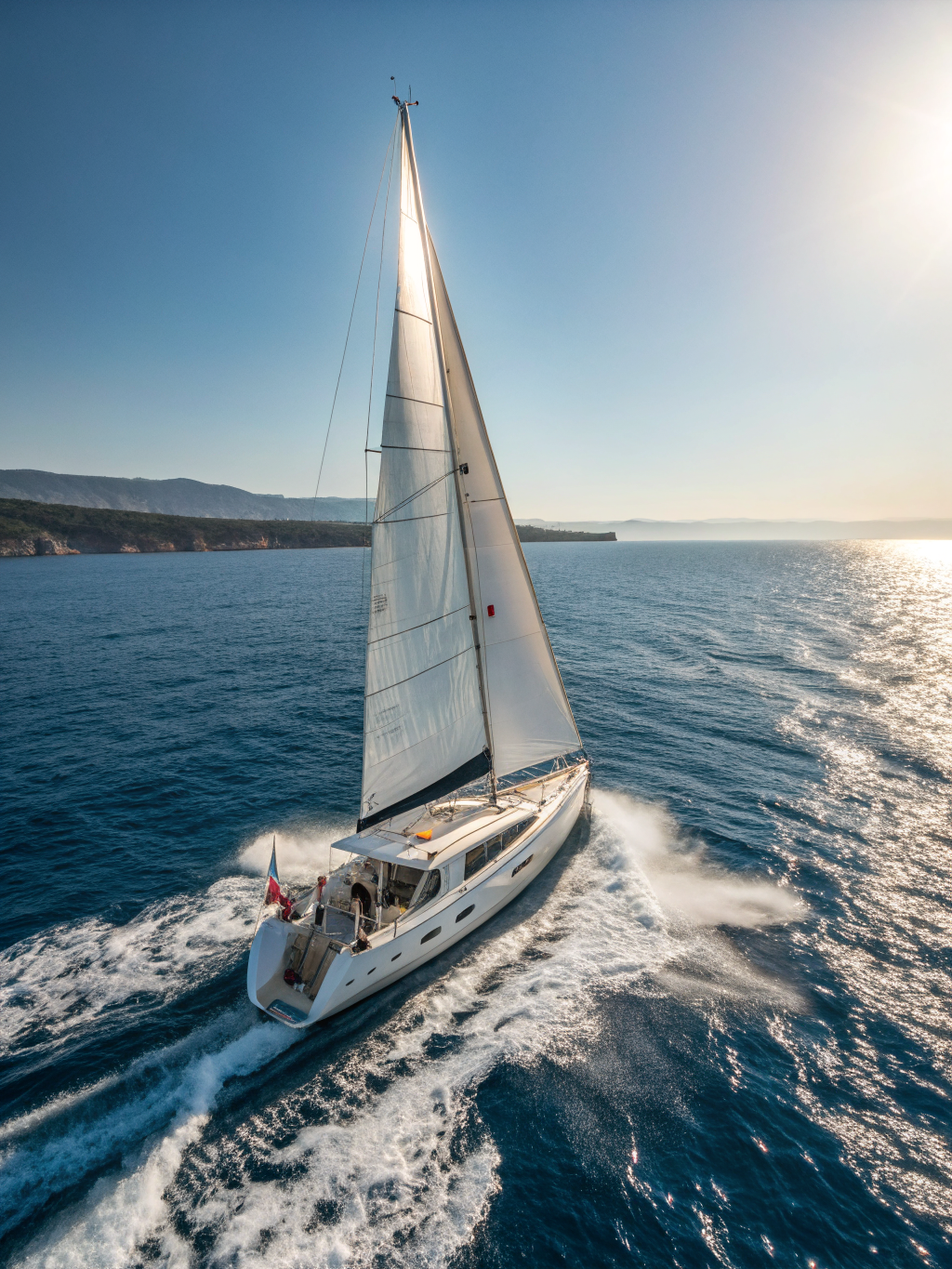 Sailing vessel in deep blue water
